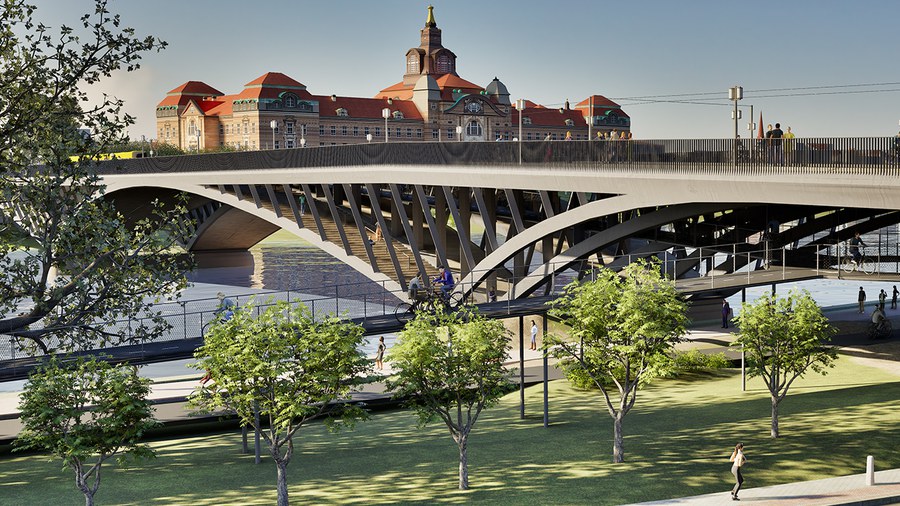 Visualisierung der neuen Carolabrücke aus dem studentischen Wettbewerb