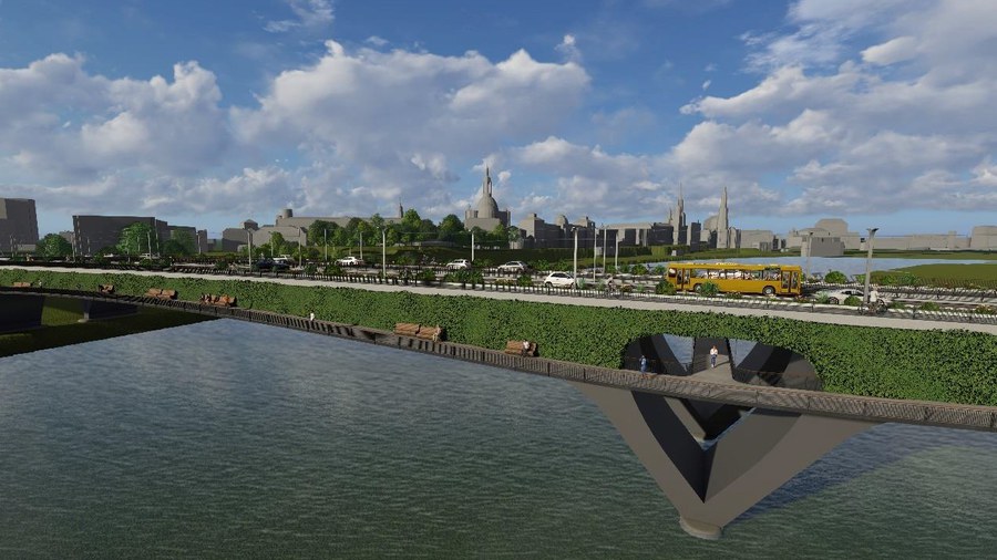 Visualisierung der neuen Carolabrücke aus dem studentischen Wettbewerb