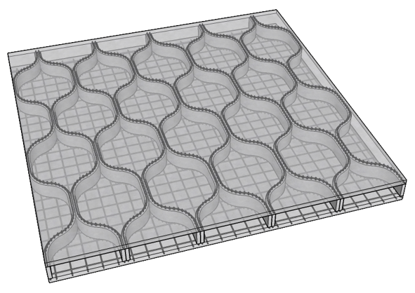 Sandwichplatten mit verschiedenen extrudierten Carbonbetonelementen für zweiachsige Platten