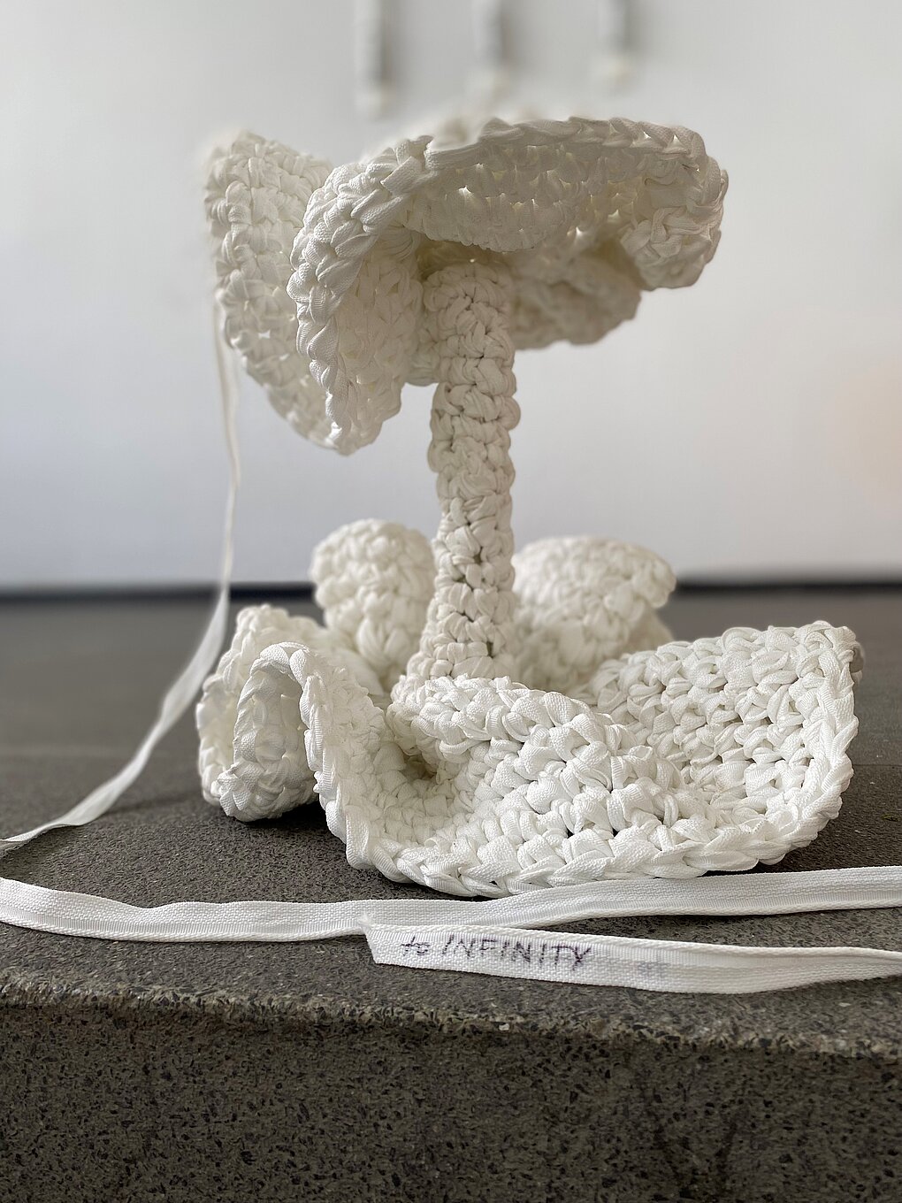 Crocheted sculpture in white